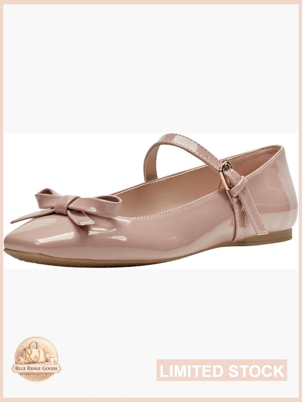Bow Detail Mary Jane Ballet Flats Square Toe Buckle Strap Comfort